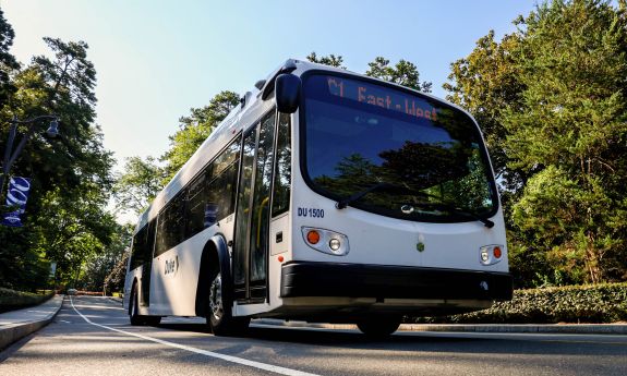 A Duke bus on campus.