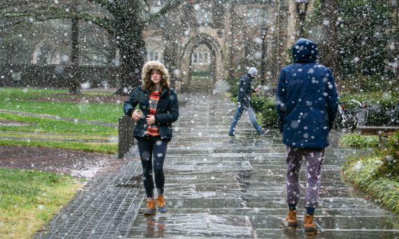 Snowing on campus