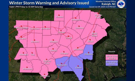 Winter Storm Warning issued by National Weather Service.