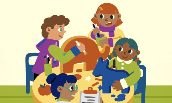 To trace the origins of our political leanings, a new study from the Worldview Lab at the Kenan Institute for Ethics and Bass Connections looks for clues from childhood. Image credit: https://yunyidaiart.com/