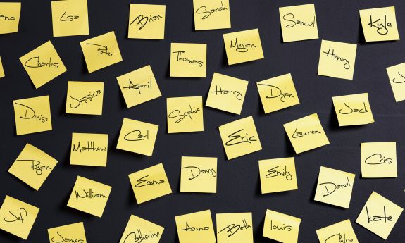 Names written on Post-it Notes