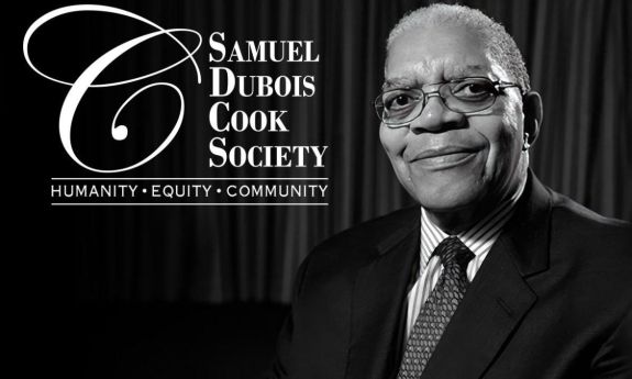 Samuel Dubois Cook Society banner plus photo of Cook