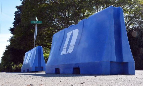 A blue barricade