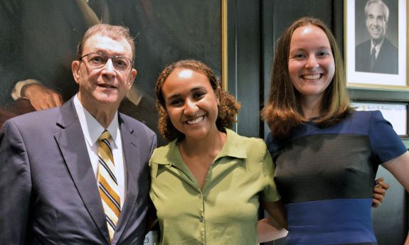 The 2022 Algernon Sydney Sullivan Award winners, left to right, Sam Miglarese, Liyu Woldemichael, and Amanda Joos. Photo by Stephen Schramm.