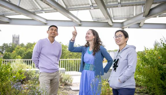 Dalia Patino-Echeveri, associate professor in the Environmental Science and Policy Division of the Nicholas School of the Environment, and her team, including PhD students Mauricio Hernandez and Xiaodong Zhang.