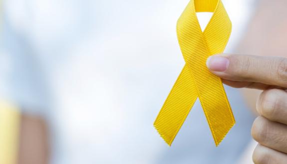 Yellow ribbon representing suicide prevention