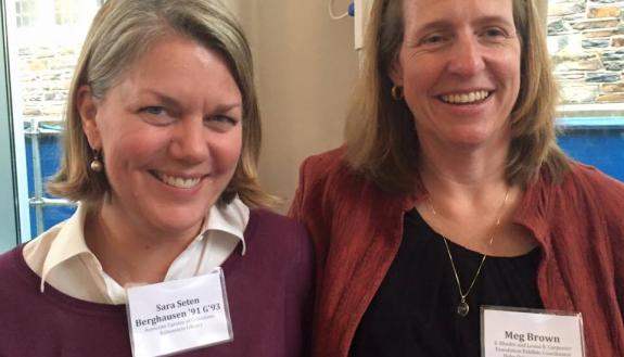 Sara Seten Berghausen (left) with Exhibits Librarian Meg Brown, October 2015.