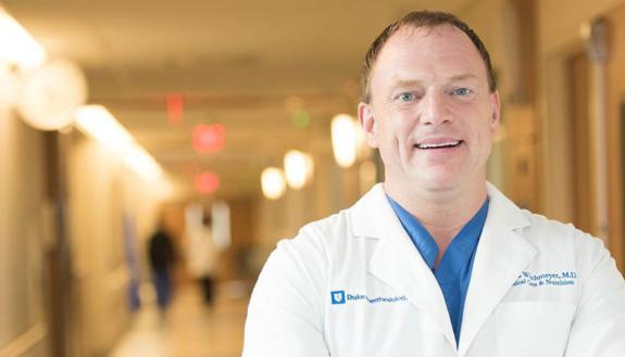 Dr. Paul Wischmeyer, in the Duke Hospital hallway