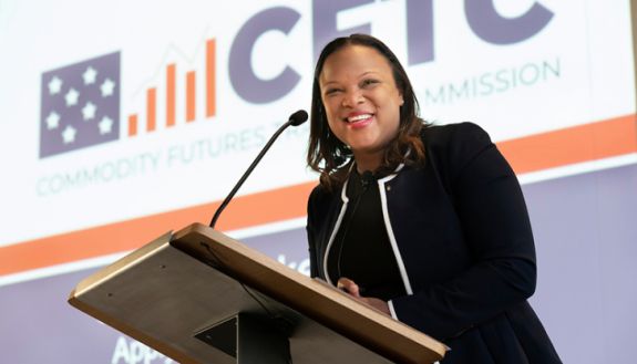 Commissioner Kristin Johnson of the U.S. Commodity Futures Trading Commission speaks at the first-of-its-kind Digital Assets @ Duke Conference, Jan. 20-21, 2023, at Duke University