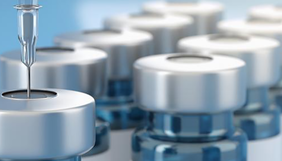 row of COVID vaccine vials