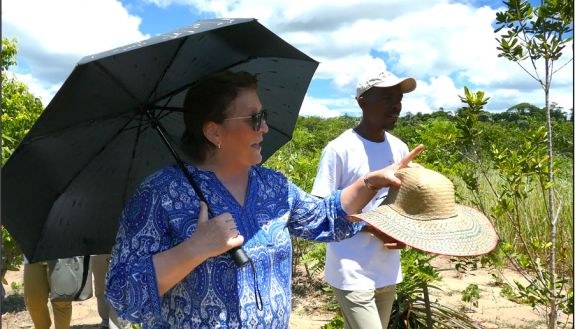 Ambassador Pierangelo and Evrard discuss the different landscape restoration strategies implemented at the NGSG.