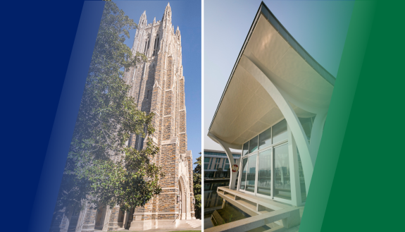 montage of iconic buildings on the Duke and DKU campus