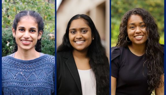 Maya Sheth, class of 2020, Anjali Gupta, class of 2022, and Duke graduating senior Sydney Hunt 