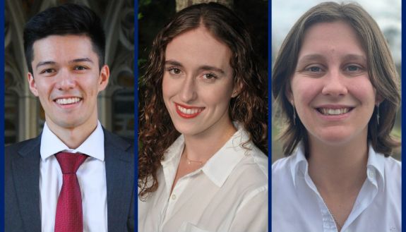 2023 Faculty Scholars: Marcos Hirai Catao, Julia Leeman and Maggie Wolfe.