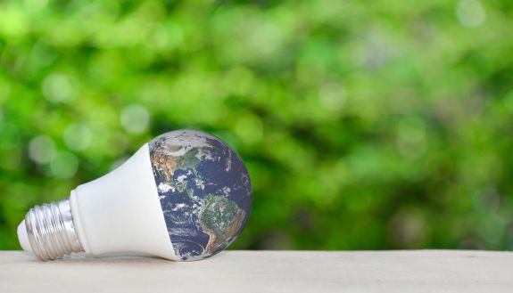 stock image of the earth as a lightbulb