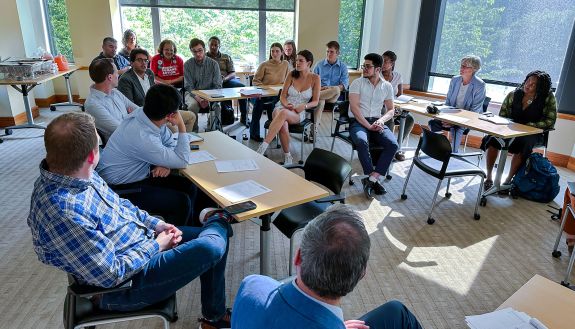 Students joined community members and faculty in discussing gun violence. Photo by Sean Rowe, Duke School of Law