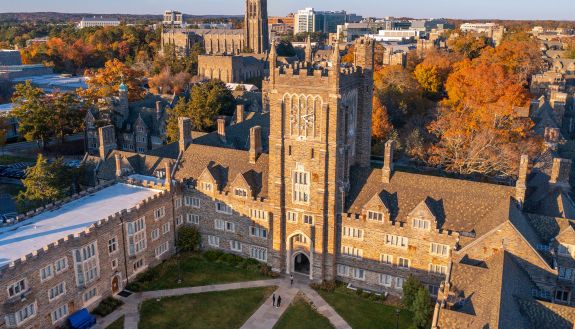 aerial view of Clocktower Quad on West Campus