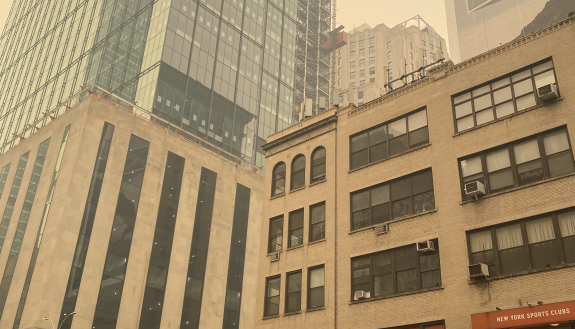 New York City in a haze caused by smoke from Canadian wildfires