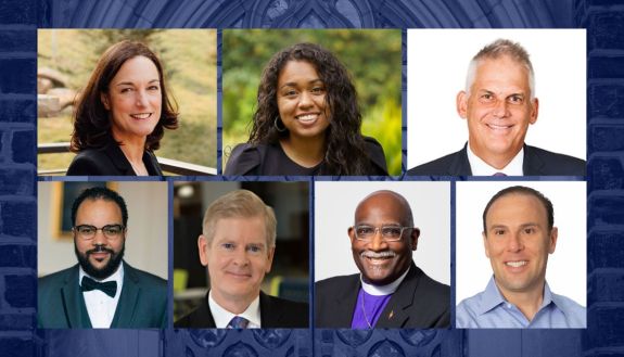 New Duke trustees, top row: Sharon Marcil, Sydney Hunt, Tom Lister. Bottom row: Warren Lattimore, David Taylor, Greg Palmer and Andy Dillon.