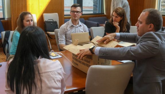 XVIII Airborne Corps Innovation Officers, Department of Defense Innovation Representatives and Duke University Faculty collaborate during a workshop on June 6, 2023 at Duke University, NC. The workshop was held to facilitate cooperation between the Department of Defense and Academia.