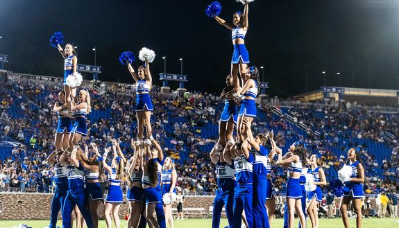 Cheerleaders at a football game