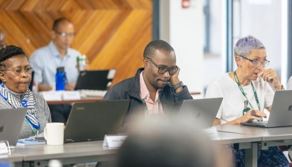 James Ngocho attends a meeting of DGHI's East African research partners at the University of Global Health Equity in Butaro, Rwanda. 