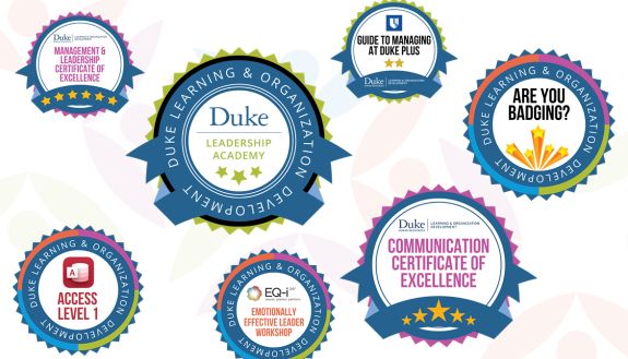 Badges from Learning & Organization Development.