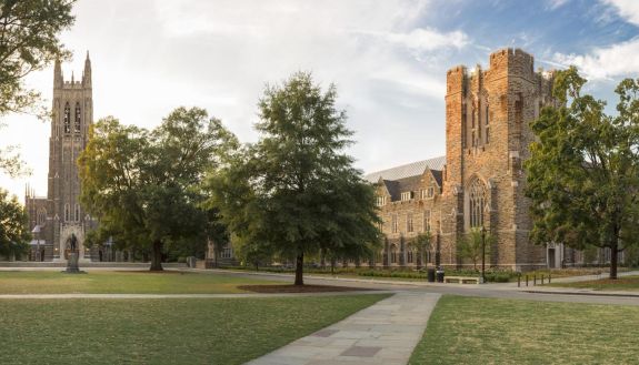 wide shot of West Campus, focus on Abele Quad