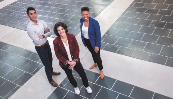 Professor Jamie Jones with students in entrepreneurship class