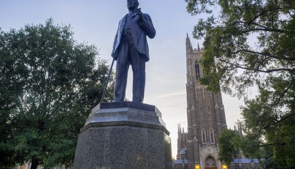 Statue of James B. Duke in front of Duke Chapel