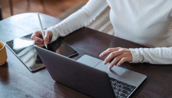 A person working on a laptop