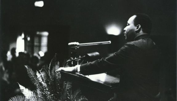 Martin Luther King Jr. speaking at Page Auditorium in 1964