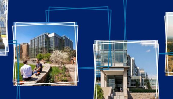 collage of campus scenes