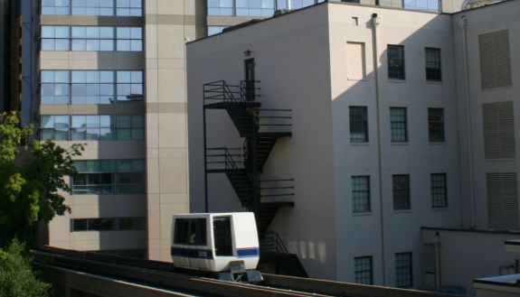 The Duke Hospital Tram connecting Duke North and South hospitals