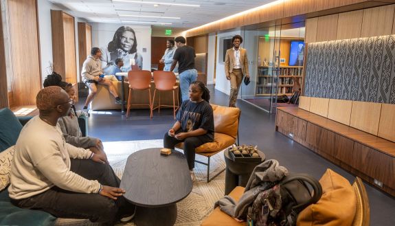 Students lounge in the Mary Lou Williams Center for Black Culture.