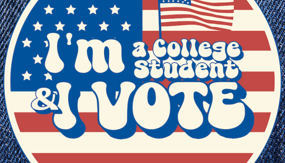 Button that says I'm a college student I vote