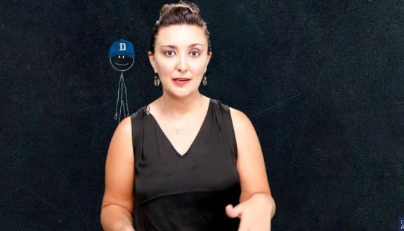 Sarah Gaither, associate professor of psychology and neuroscience, in a video still. 