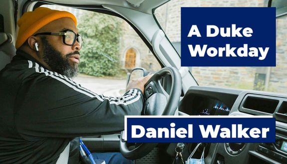 Daniel Walker driving his work truck to the surplus facility.