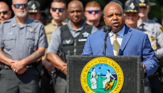 Duke Assistant Chief of Police Alonzo Jaynes speaks at a news conference
