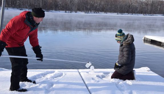 Lee Ferguson testing in the Mississippi River 
