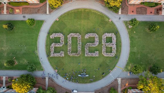 aerial drone photo of Class of 2028 class photo