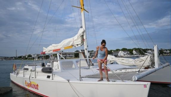 Person on a boat
