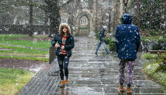 Snowing on campus