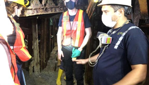Miners talking in a group