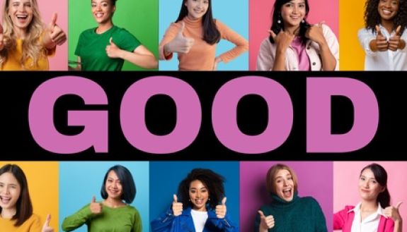 Collage of students with "Good" in the middle