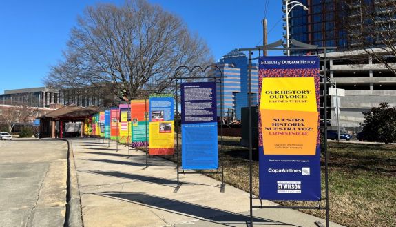 Signs for the Latine exhibit by Durham Museum of History
