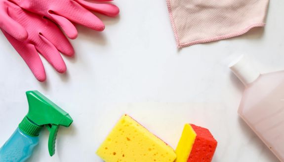 colorful cleaning supplies