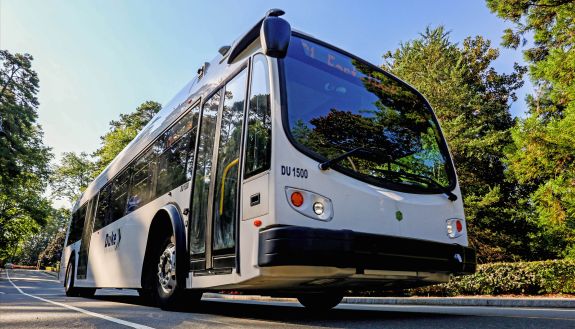 A bus on campus roads