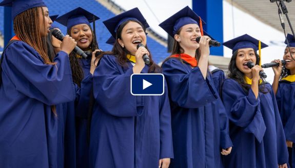 Deja Blue sings Unwritten at Commencement
