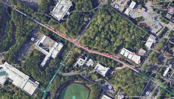 A section of a campus map